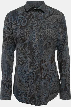 Dolce & Gabbana Paisley Print Cotton Ruffled Placket Shirt XXL