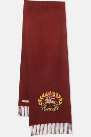Burberry Burberry Brit Logo Embroidered Cashmere Fringed Muffler