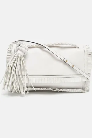 VALENTINO Leather Fringe Tassel Flap Shoulder Bag
