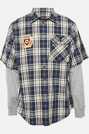 Dsquared2 Tartan Checks Cotton and Jersey Sleeve Shirt L