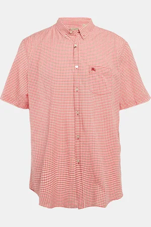 Burberry Gingham Cotton Short Sleeve Button Down Shirt 3XL