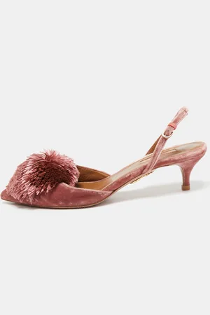 Aquazzura Velvet Powder Puff Slingback Pumps Size 36.5