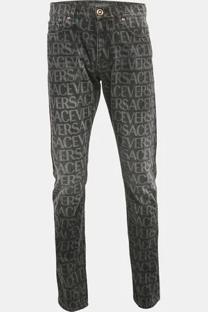 VERSACE Logo Pattern Denim Skinny Jeans S Waist 32"