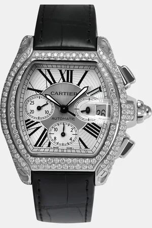 Cartier Customised Black 6.00CT Diamond Stainless Steel Roadster W62020X6 Automatic Men