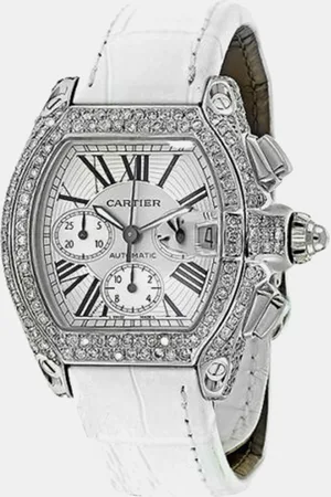 Cartier Customised Black 6.00CT Diamond Stainless Steel Roadster W62020X6 Automatic Men