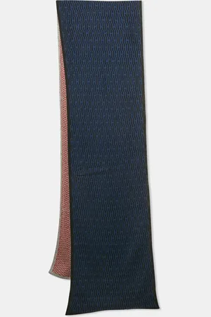 Hermès Black/ Logo Patterned Knit Cashmere Blend Muffler