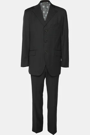 Etro Dark Wool Single Breasted Blazer & Straight Leg Pant Set L