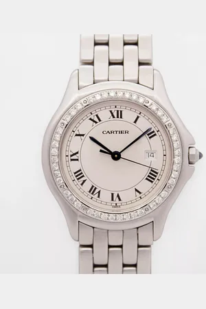 Cartier Customised 0.50CT Diamond Stainless Steel Cougar 987904 Quartz Women