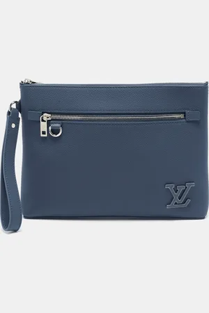 LOUIS VUITTON Bleu Atlantique Leather Takeoff Pouch