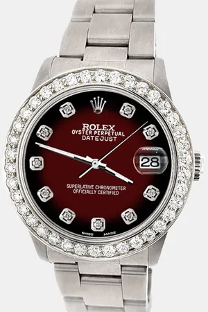 Rolex Custom Maroon Vignette 1.62ct Diamond Stainless Steel Datejust Automatic Women