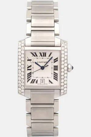 Cartier Customised Red 1.40CT Diamond Stainless Steel 2302 Automatic Women