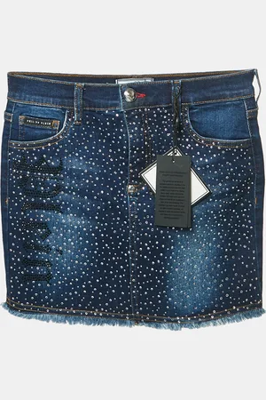 Philipp Plein Crystal Embellished Denim Mini Skirt 12 Yrs