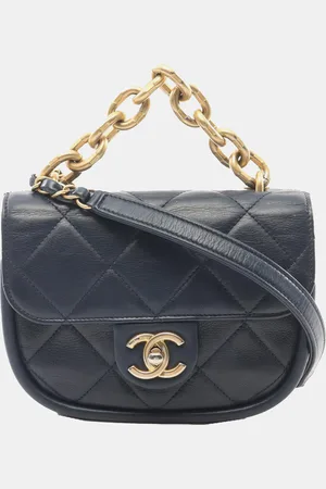 CHANEL Mini Quilted Lambskin Chain Top Handle Flap Bag