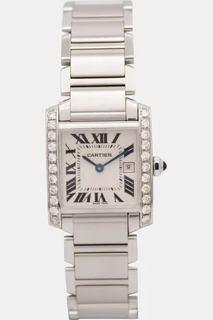 Cartier Customised White 1.25CT Diamond Stainless Steel 2465 Quartz Women