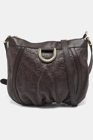 Gucci Dark ssima Leather D Ring Crossbody Bag