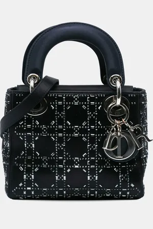 Dior Mini Satin Cannage Strass Crystal Embellished Lady Bag