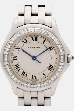 Cartier Customised Ivory 0.75CT Diamond Stainless Steel Cougar 987904C Quartz Women
