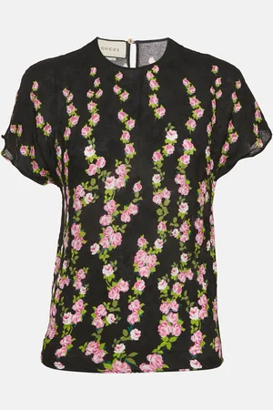 Gucci Floral Print Jacquard Crepe Top M