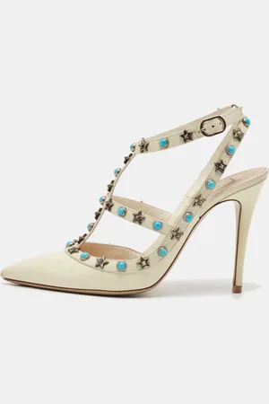 VALENTINO Patent and Leather Rockstud Ankle Strap Pumps Size 37