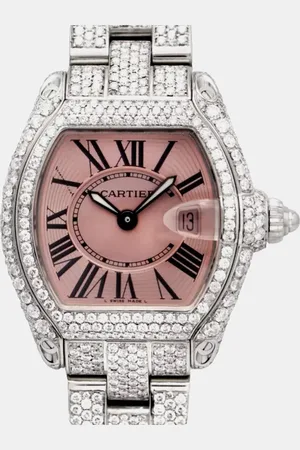 Cartier Customised 11.75CT Diamond Stainless Steel Roadster 2675 Quartz Women