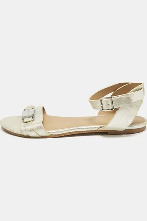 Marc Jacobs Light Shimmer Leather Ankle Strap Flat Sandals Size 36
