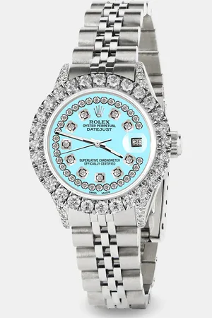 Rolex Custom Aqua 2.35CT Diamond Stainless Steel Datejust Automatic Women