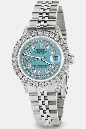 Rolex Custom Turquoise 2.35CT Diamond Stainless Steel Datejust Automatic Women