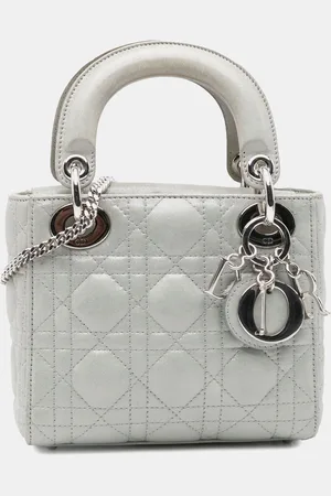 Dior Light Iridescent Lambskin Mini Cannage Lady Top Handle Bag