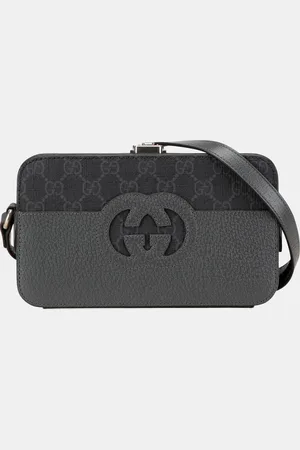 Gucci GG Supreme Canvas and Leather Cut Out Interlocking G Crossbody Bag