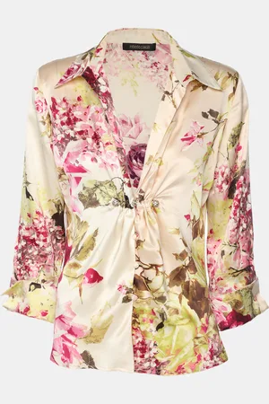 Roberto Cavalli Floral Print Silk Top S