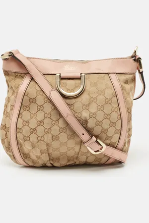 Gucci Light /Beige GG Canvas and Leather Abbey D-Ring Crossbody Bag