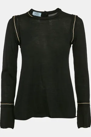 Prada Grey Knit Long Sleeve Open Back Sweater M