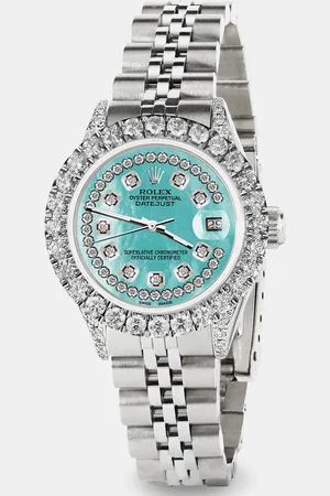 Rolex Custom Aquamarine MOP 2.35CT Diamond Stainless Steel Datejust Automatic Women