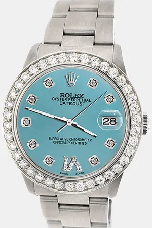 Rolex Custom Turquoise 1.62ct Diamond Stainless Steel Datejust Automatic Women