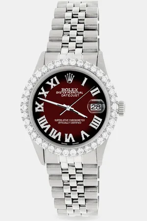 Rolex Custom Maroon Vignette 3.3CT Diamond Stainless Steel Datejust Automatic Men