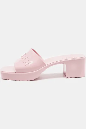 Gucci Rubber Embossed Logo Slide Sandals Size 40