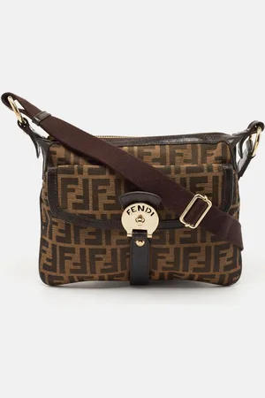 Fendi Tobacco Zucca Canvas and Leather Chef Zip Crossbody Bag