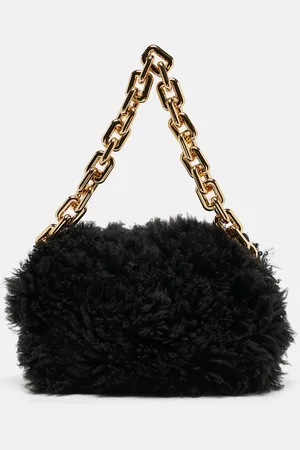 Bottega Veneta Shearling Fur Classic The Pouch Chain Clutch