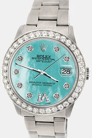Rolex Custom Aquamarine MOP 1.62ct Diamond Stainless Steel Datejust Automatic Women