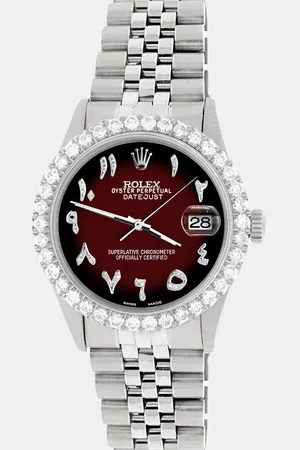 Rolex Custom Maroon Vignette 3.35CT Diamond Stainless Steel Datejust Automatic Men