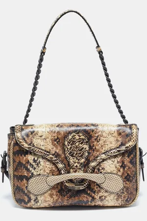 Bottega Veneta /Brown Python Rialto Shoulder Bag