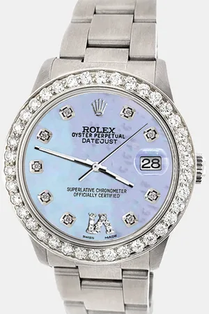 Rolex Custom Purple MOP 1.62ct Diamond Stainless Steel Datejust Automatic Women