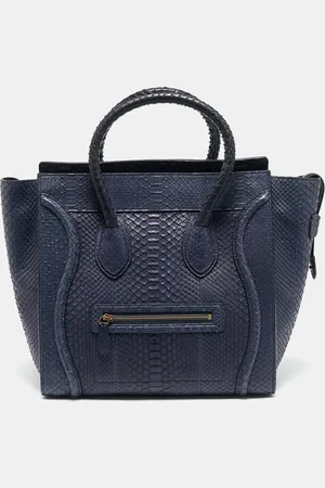 Céline Navy Python Mini Luggage Tote