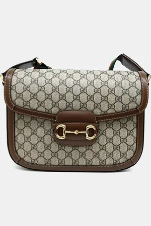 Gucci Brown Canvas and Leather 1955 Horsebit Shoulder Bag