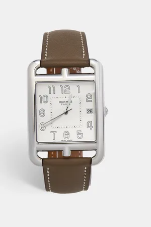 Hermès Opaline Silver Stainless Steel Leather Cape Cod W044350WW00 Men