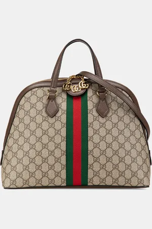 Gucci Beige GG Supreme Canvas Medium Ophidia Web Satchel Bag