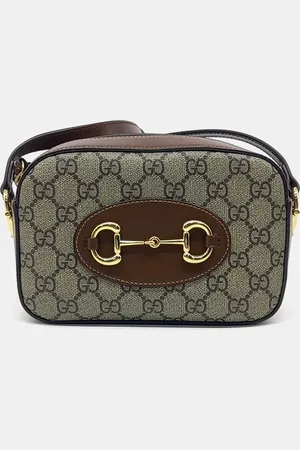 Gucci Brown Leather and PVC 1955 Horsebit Small Crossbody Bag