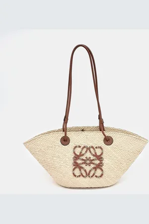 Loewe Brown Raffia Anagram Basket Bag