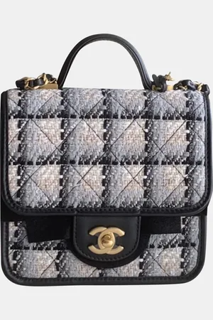 CHANEL Leather and Tweed School Memory Flap Top Handle Bag