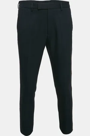 Gucci Navy Cotton Drill Embroidered Detail Trousers M